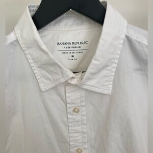 Banana Republic Luxe Poplin White Short Sleeve Button-up